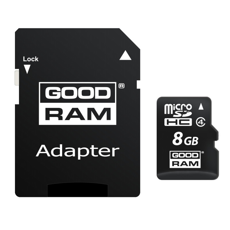 FLASH SDHC Card 8GB Goodram Class 4 + Adapter