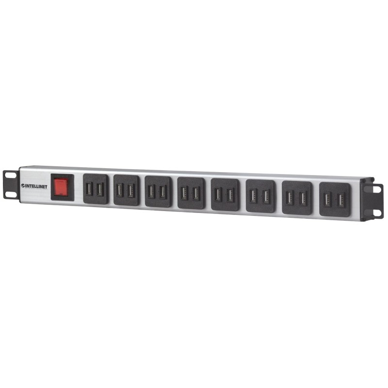 19&quot; Rackmount 16-Port USB-A Power Distribution Unit (CEE 7/7) - With 