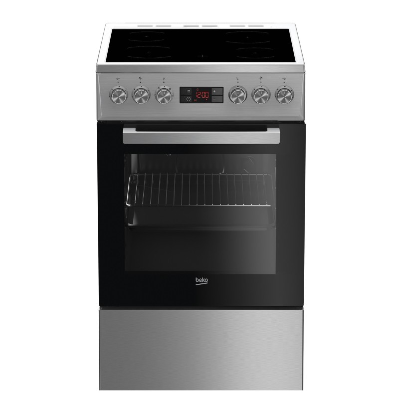 Beko FSM57300GX Komfur FritstÃ¥ende Keramisk kogeplade Rustfrit stÃ¥l