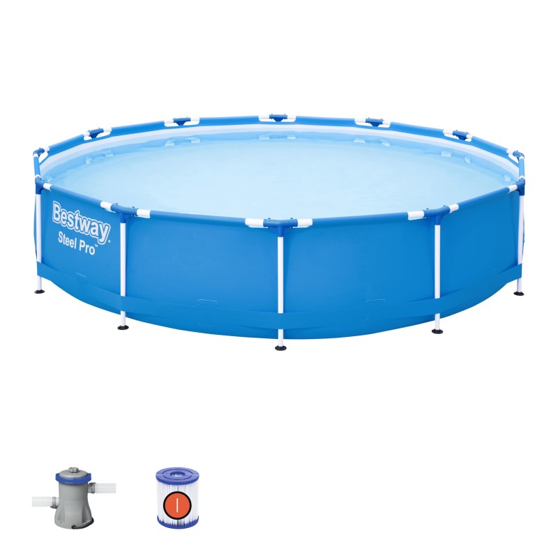 Bestway 56681 Steel Pro Frame Pool-Set mit Filterpumpe 366x76cm rund 