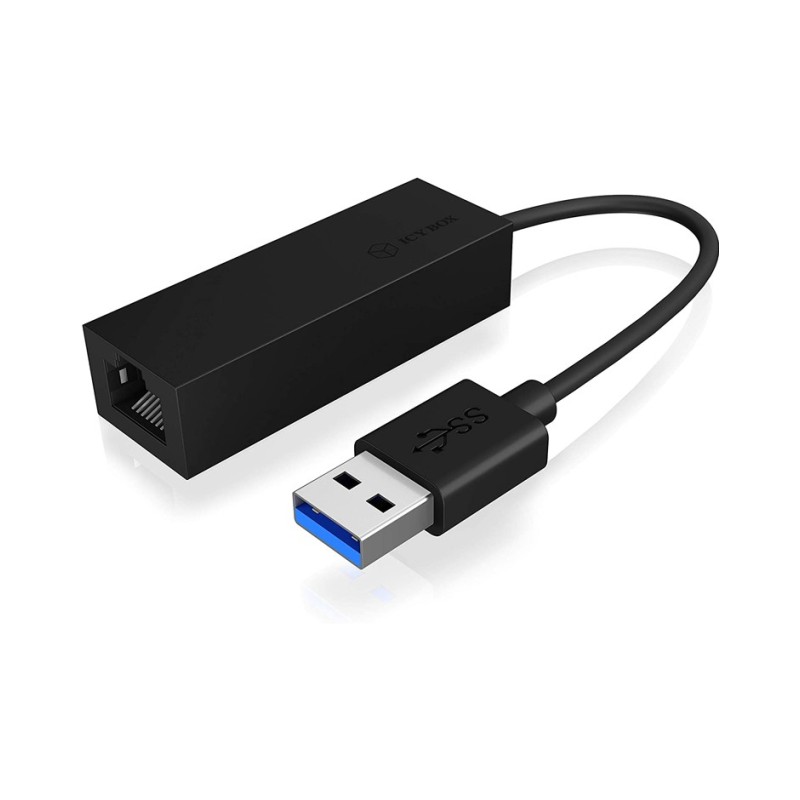 Icy Box USB 3.0 Type-A to Gigabit Ethernet Adapter, EMI Shielding