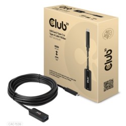 Club 3D USB 3.1 USB Type-C forl&Atilde;&brvbar;ngerkabel 5m Sort