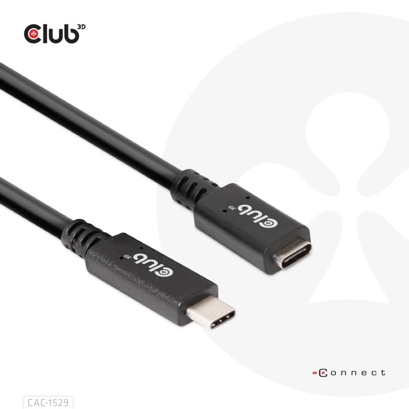 Club 3D USB Type-C forl&Atilde;&brvbar;ngerkabel 2m Sort