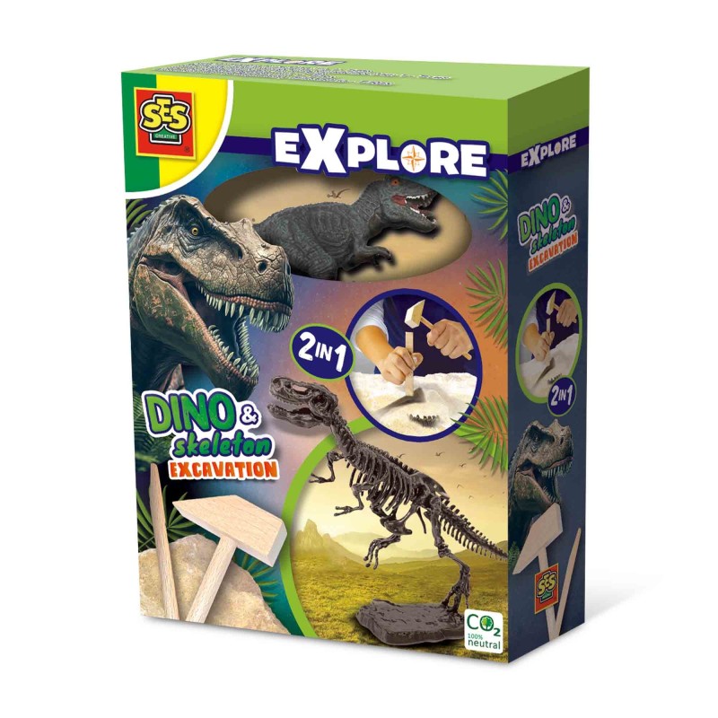 SES CREATIVE Explore T-Rex Dino and Skeleton Excavation 2-in-1, 5 Yea