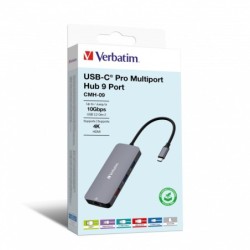 Verbatim USB-C Pro Multiport-Hub mit 9 Anschl&uuml;ssen CMH-09