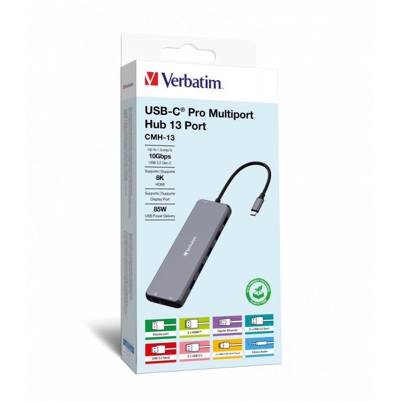 Verbatim USB-C-zu-Multiport-Hub mit 13 Anschl&uuml;ssen CMH-13