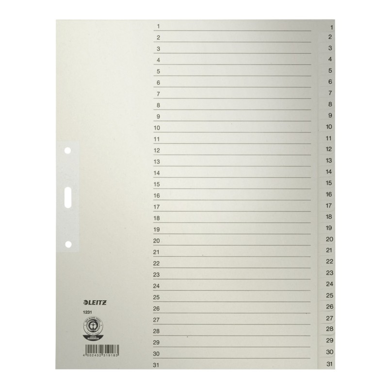 LEITZ Register Papier-Register 1-31 10 Stck Grau