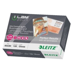 LEITZ Laminierfolien gl&Atilde;&curren;nzend 125 mikron 6,0 x 9,0cm 100 St.