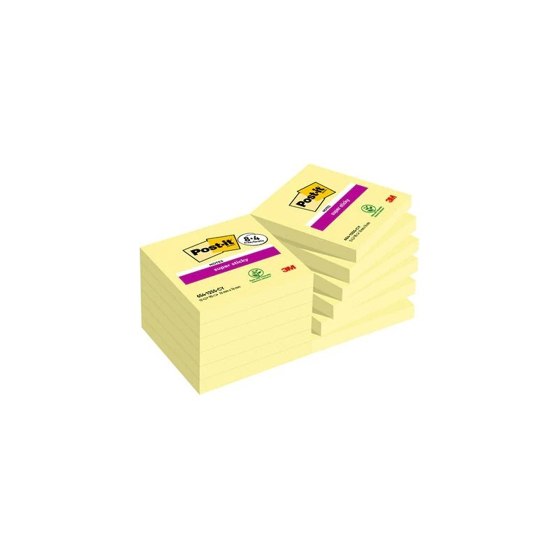 Post-it&Acirc;&reg; Haftnotizen 8+4 Super Sticky gelb 76x76 Gelb