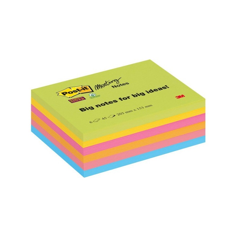 Post-it&Acirc;&reg; Haftnotizen Post-it Meet.Notes 20,3x15,3cm farbsortiert