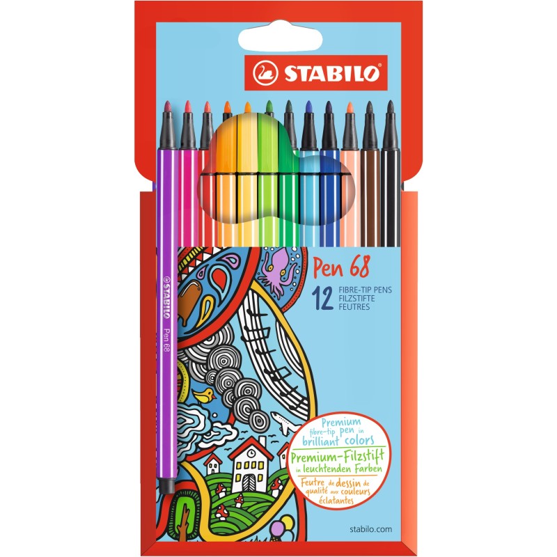 STABILO Filzstifte STABILO Pen 68,12e Pack Farbs 1.0 mm Mehrfarbig