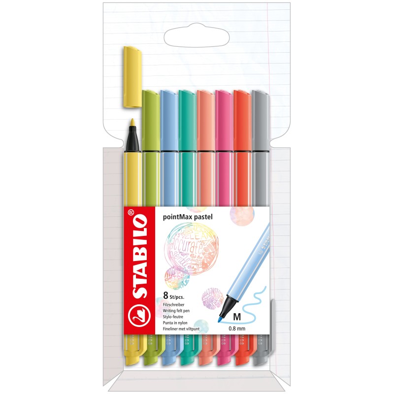 STABILO Filzstifte Fil pointMax Pastell 8er Etui 0.8 Mehrfarbig