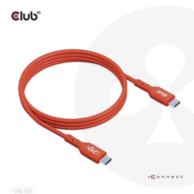 Club 3D USB 2.0 Typ-C Kabel Bidirektional USB-IF 480Mb PD 240W St./St