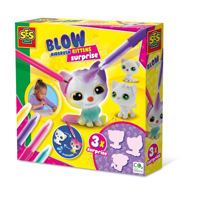 SES CREATIVE Blow Airbrush Pens Kittens Surprise, 5 Years and Above [