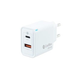 Coolbox Cargador Gan 30W USB-C/USB-A PARED