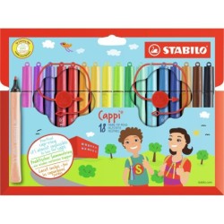 STABILO Cappi marcatore Medio Multicolore 18 pz (STABILO Cappi Felt T