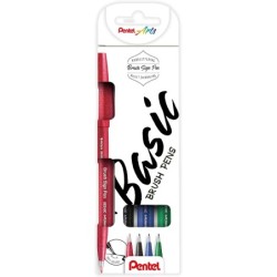 Pentel Brush Sing Pen Confezione base da 4 pennarelli con punta a pen