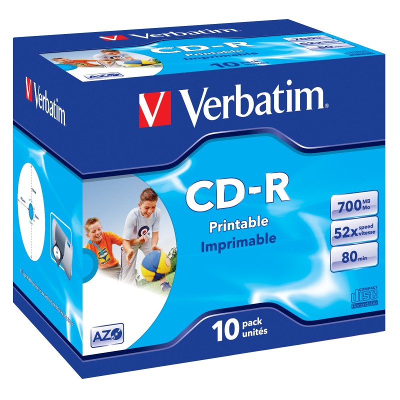 Verbatim CD-R AZO Wide Inkjet Printable 700 MB 10 pz (CD ROH Verbatim