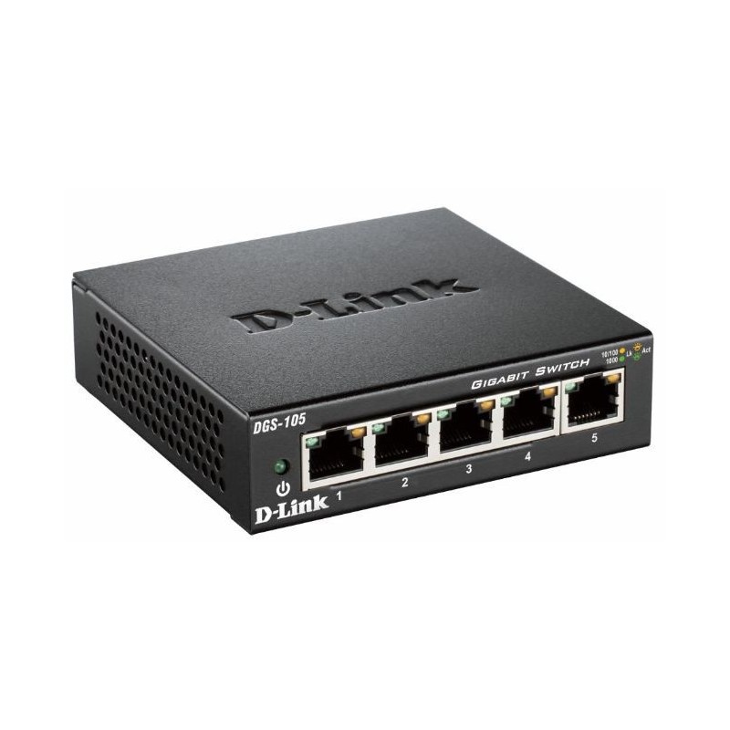 D-Link DGS-105 Non gestito Nero (5-Port Gigabit Unmanaged Desktop Swi