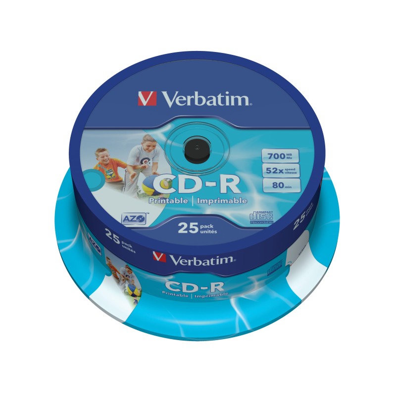 Verbatim CD-R AZO Wide Inkjet Printable 700 MB 25 pz (CDR 80MIN 700MB