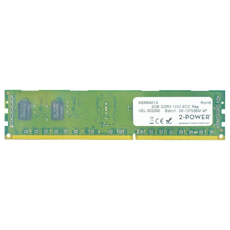 2-Power 2P-43R2033 memoria 2 GB 1 x 2 GB DDR3 1333 MHz Data Integrity