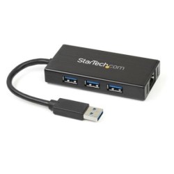 StarTech.com Hub USB 3.0 (5Gbps) a 3 porte portatile con NIC Gigabit 