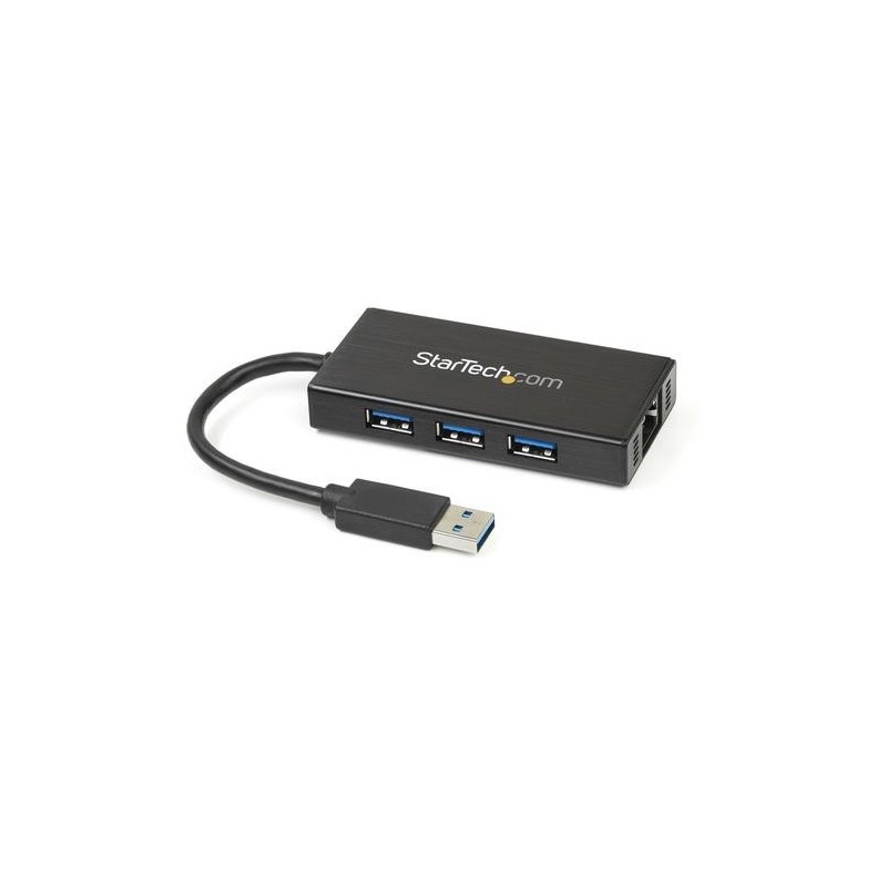 StarTech.com Hub USB 3.0 (5Gbps) a 3 porte portatile con NIC Gigabit 