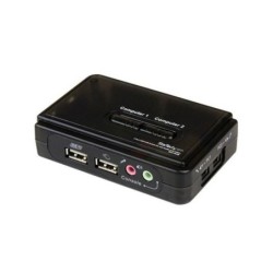 Switch KVM a 2 porte VGA USB con audio e cavi - Commutatore VGA USB a