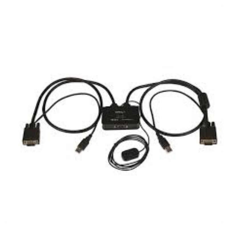 Switch Commutatore KVM USB VGA a 2 porte - Alimentato via USB con pul