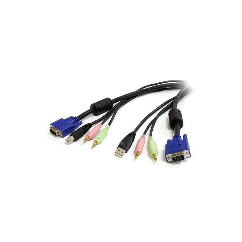 StarTech.com Cavo switch KVM VGA USB 4 in 1 da 1,8 m con audio e micr