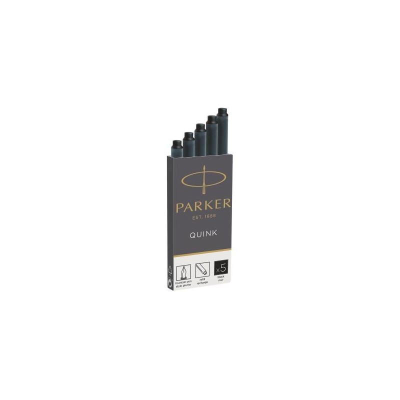 Parker Quink inktpatronen zwart, doos met 5 stuks ricaricatore di pen