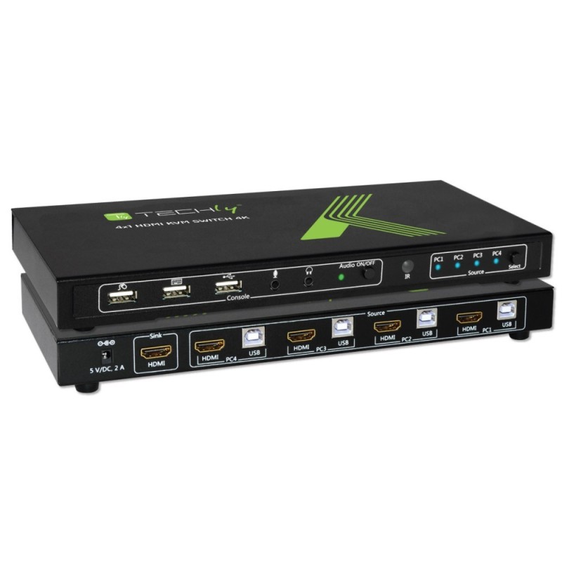 TECHly 4x1 USB HDMI KVM 4Kx2K KVM / audio / USB switch Desktop