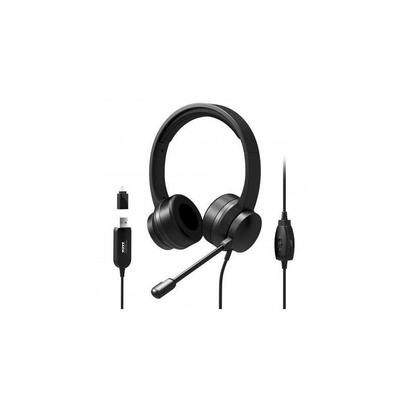 PORT 901605 - CASQUE AUDIO ST&Eacute;R&Eacute;O AVEC MICRO - C&Acirc;BLE : 1.8 M CONNE