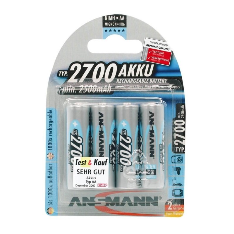 Akku AA ANSMANN NiMH 2.700mAh 4er Mignon, Blister