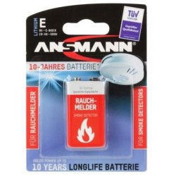 Batterie 9V ANSMANN f.Rauchmelder 1x 9V Block / 10 Jahres-Batterie