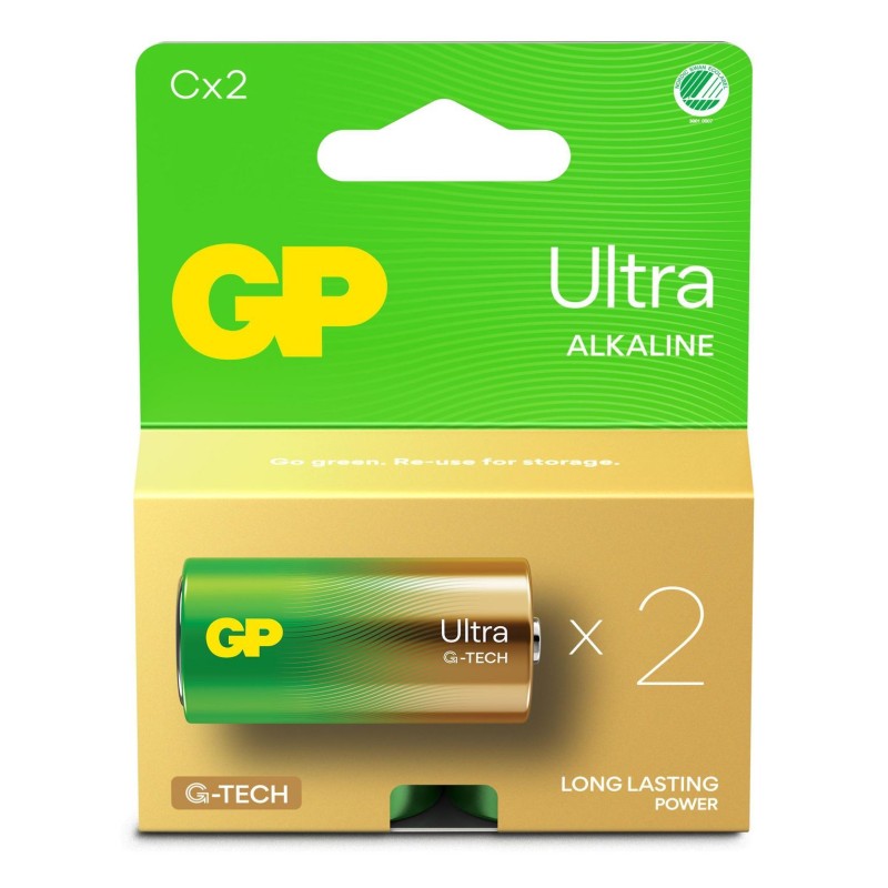 GP Ultra Alkaline Battery, Size C, LR14, 1.5V, 2-pack