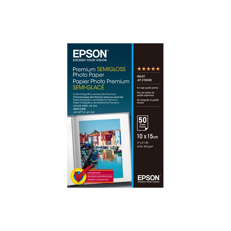 Epson Premium Semi-Gloss Photo Paper - 10x15cm - 50 Fogli