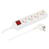 4-way Schuko Power Strip - on/off switch 1.5M, White - Warranty: 300M