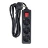 3-way Schuko Socket on/off - switch 1.5M Black - Warranty: 300M