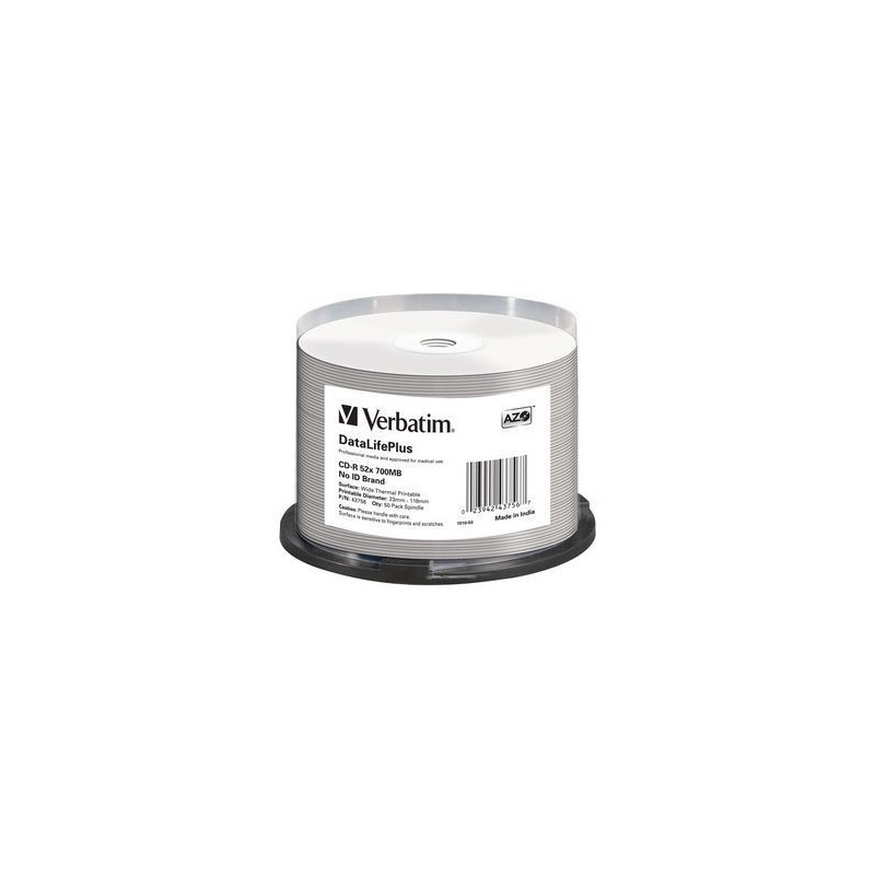 CD-R 80 Verbatim 52x DLP Termo bianco Full Surface 50er Cakebox 43756