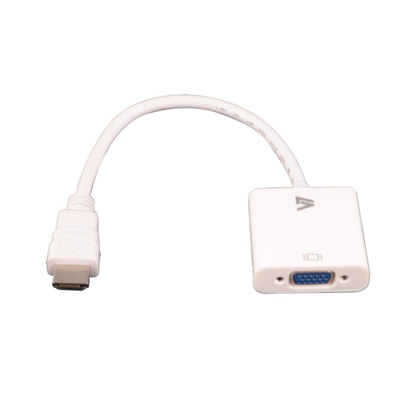 V7 Adaptador blanco de v&Atilde;&shy;deo con conector HDMI macho a VGA hembra 