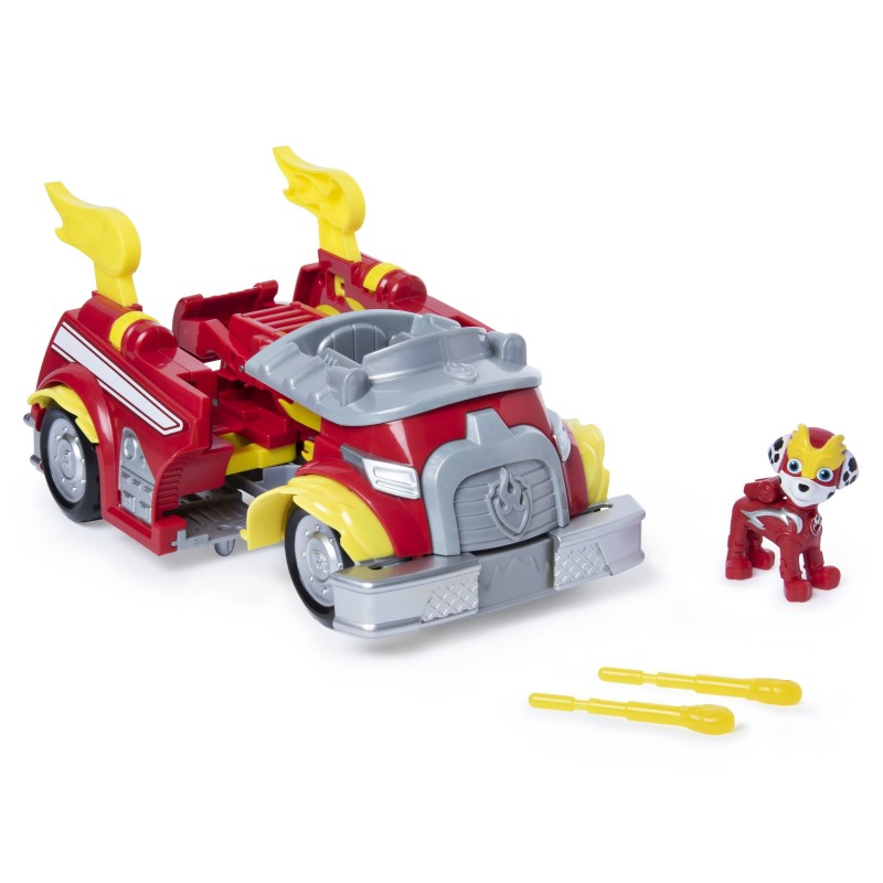 PAW Patrol Mighty Pups Super Paws, camion dei Pompieri trasformabile 