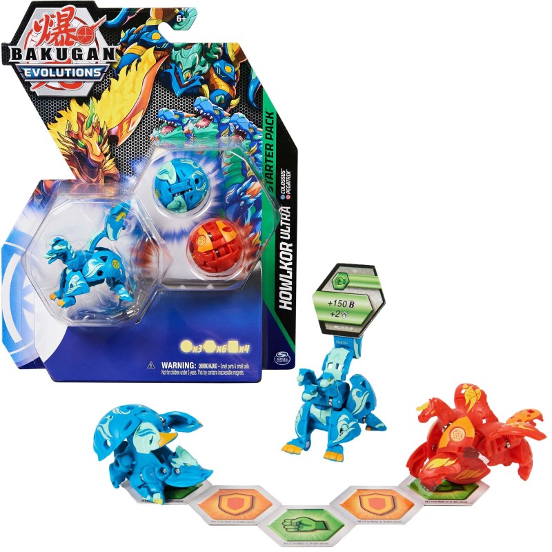 Bakugan Evolutions Starter Pack, confezione da 3, Howlkor Ultra con C