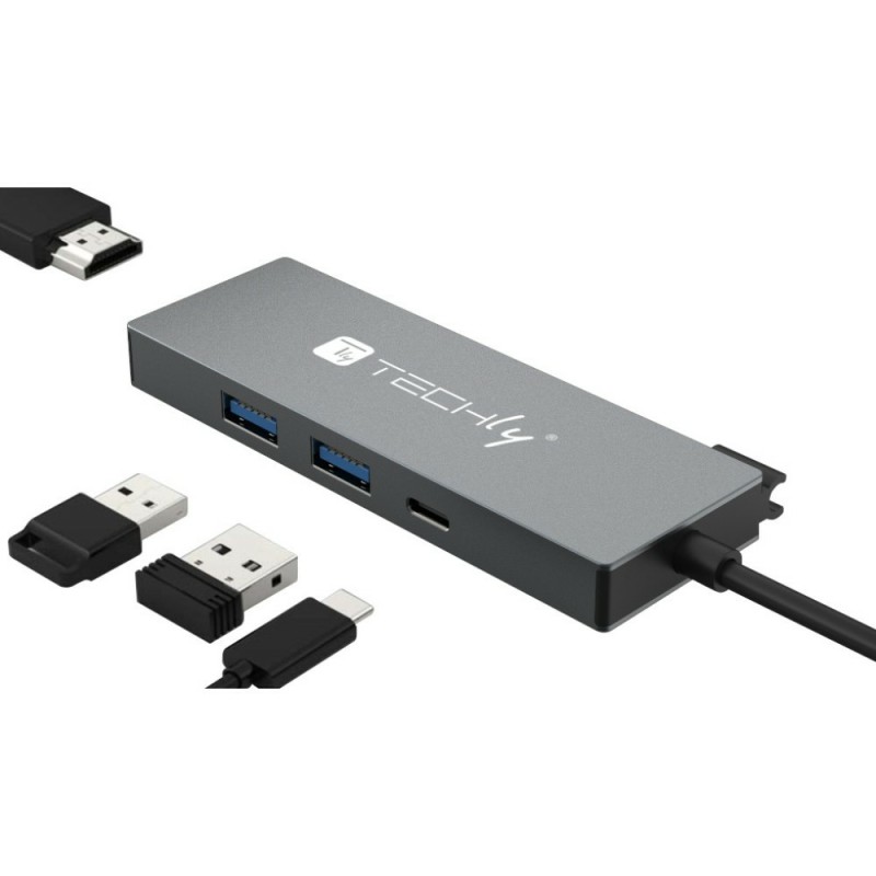 Techly IUSB32C-HUB4HPD replicatore di porte e docking station per lap