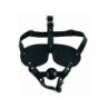 HEAD HARNESS BLINDFOLD, LEDERMASKE MIT MUNDKNEBEL, SCHWARZ