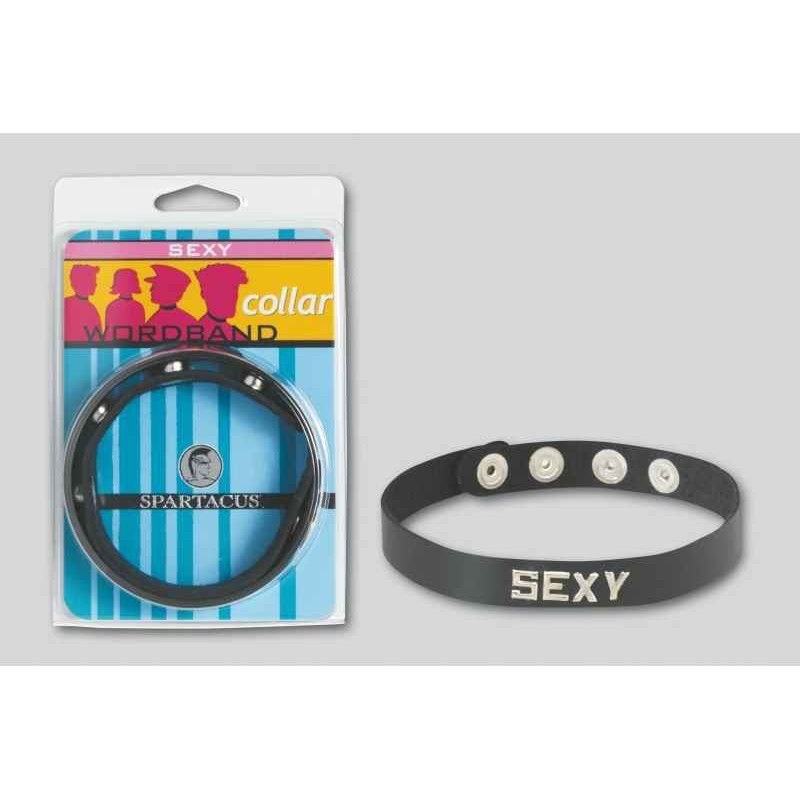 WORDBAND LEDER HALSBAND, ZOLLSEXYZOLL, VERSTELLBAR 32-40CM