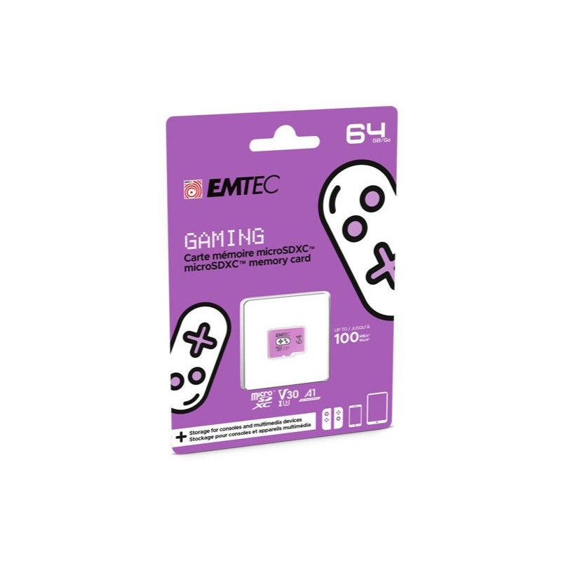 EMTEC 64GB microSDXC UHS-I U3 V30 scheda di memoria per giochi (viola)