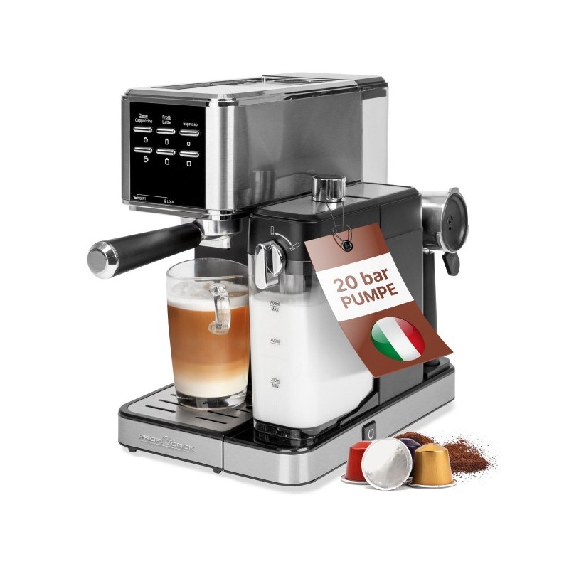 Macchina per caff&egrave; espresso ProfiCook con funzione schiuma di latte 