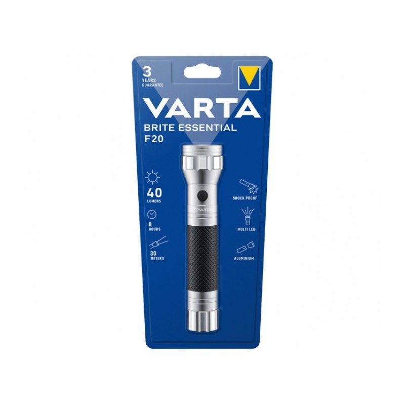 Torcia LED Varta Brite Essential F20 con 2 batterie Baby C