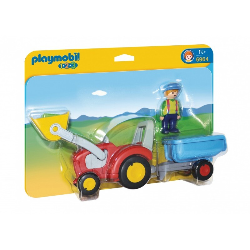 Playmobil 1.2.3 - Trattore con rimorchio (6964)